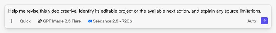 Start in Fogza Chat: describe the task, audience and available assets before sending your request. Actual Fogza UI rendered with sample data; not a customer result.